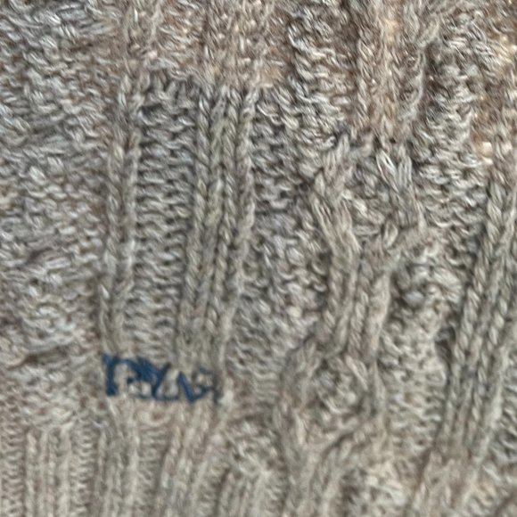 Polo Ralph Lauren American Flag Lambs Wool Blend Heavy Knit Tan Scarf - Picture 3 of 6